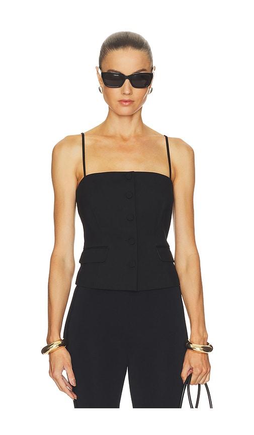 rag & bone irina squareneck button tank in black.