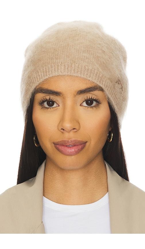 rag & bone jada brushed cashmere beanie in beige.