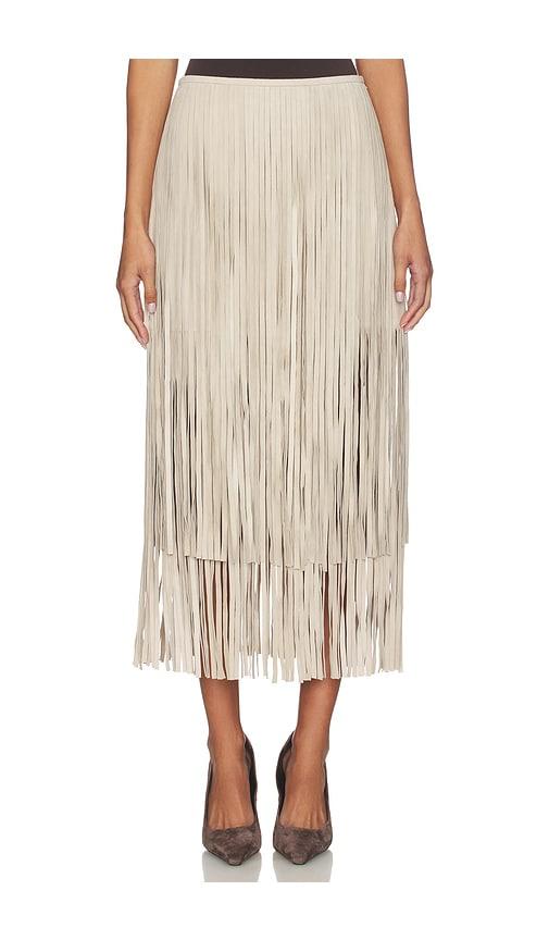rag & bone jasmine fringe skirt in beige.