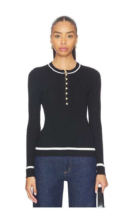 rag & bone kassy rib henley top in black.