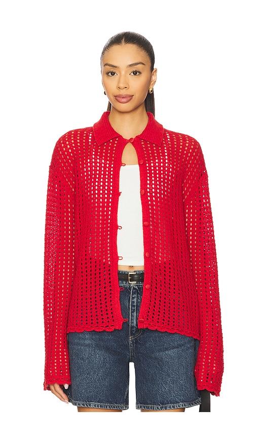 rag & bone khloe cardigan in red.