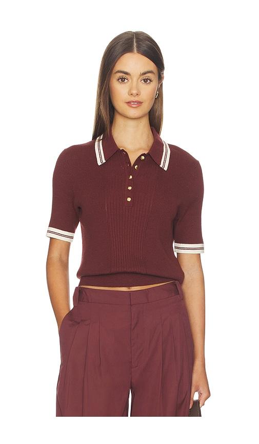 rag & bone laurie tipped short sleeve polo in rust.
