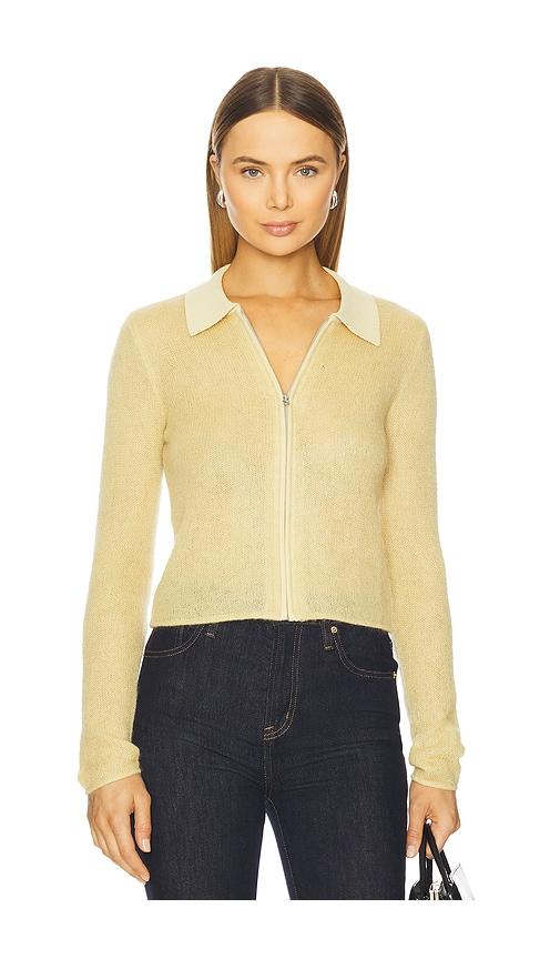 rag & bone leva zip polo sweater in yellow.