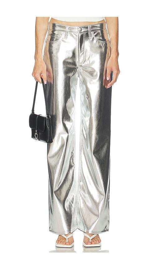rag & bone logan faux leather wide leg pant in metallic silver.