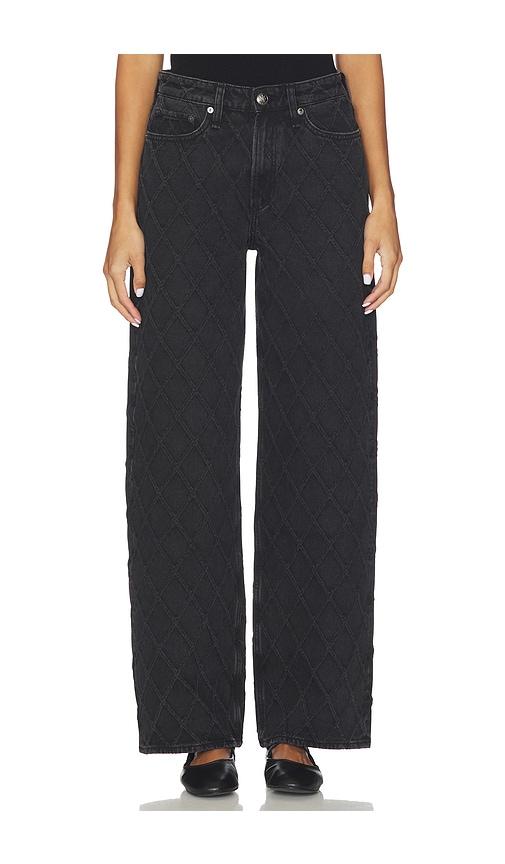 rag & bone logan quilted wide leg jeans in black.