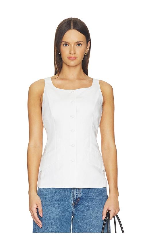 rag & bone lola linen boatneck vest in white.