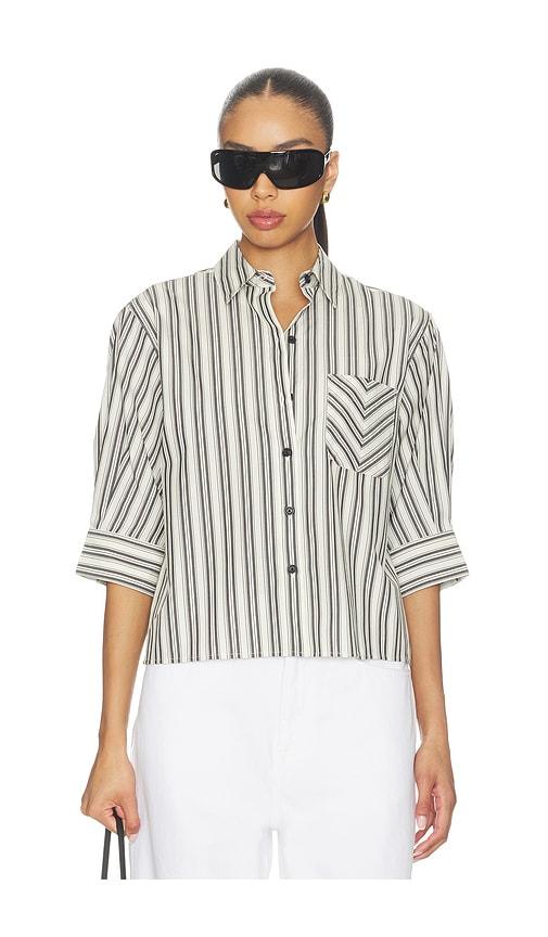 rag & bone lucia stripe poplin shirt in grey.