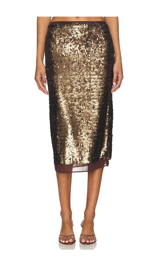 rag & bone lucy sequin skirt in metallic bronze.