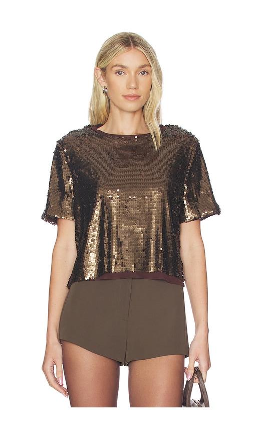 rag & bone lucy sequin tee in brown.