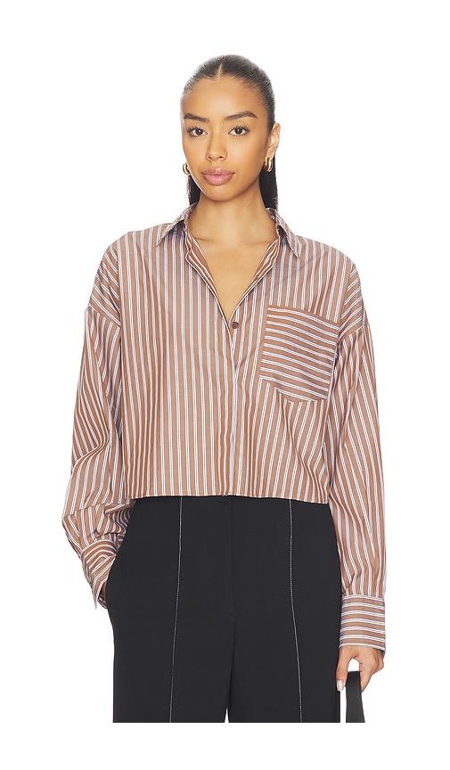 rag & bone marin cropped striped shirt in brown,white.