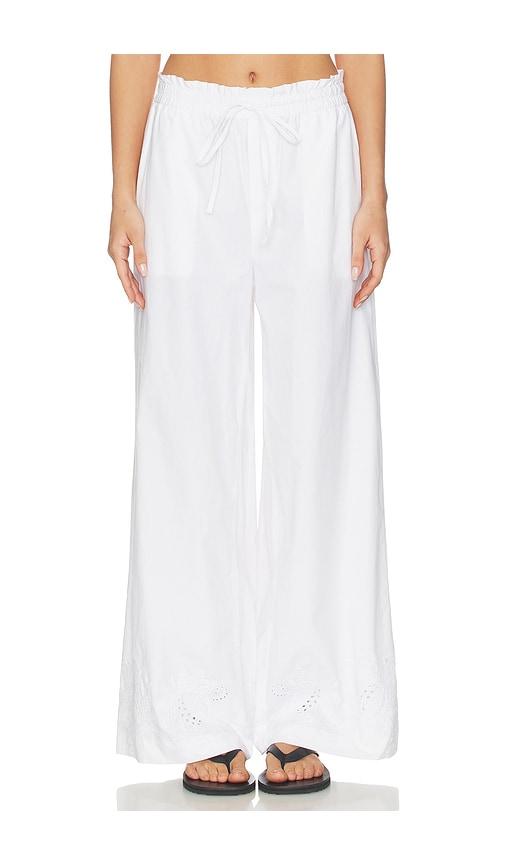 rag & bone marin embroidered pant in white.