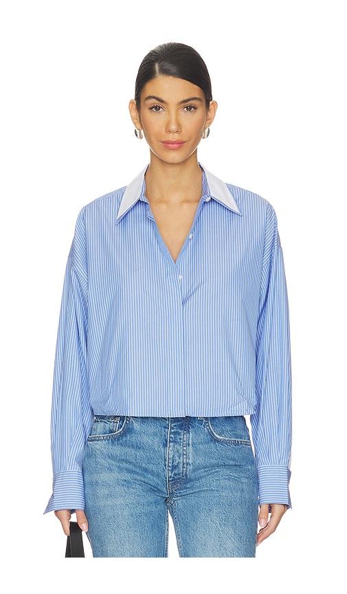 rag & bone marin stripe layered shirt in blue,white.