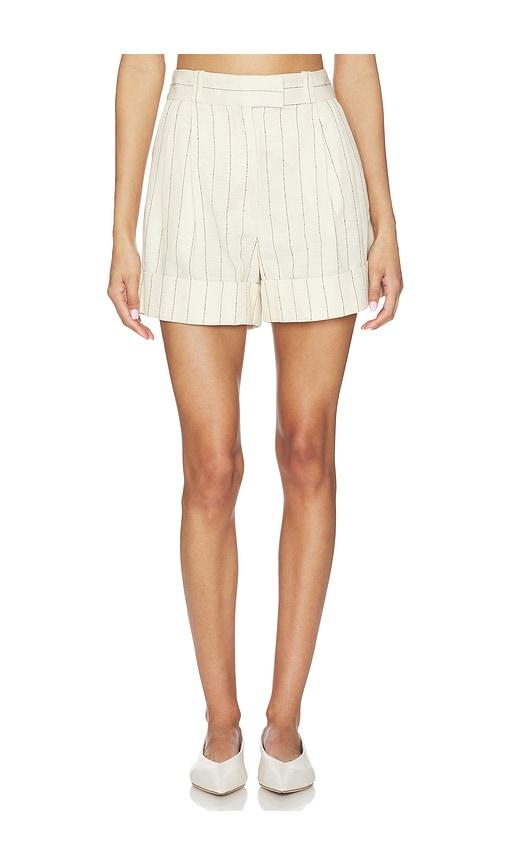rag & bone neila stripe short in beige.
