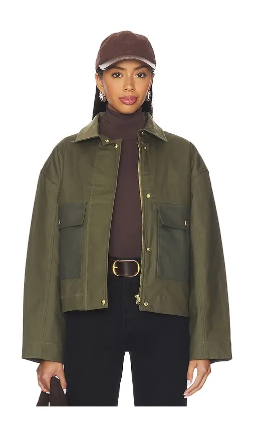 rag & bone nonie 2-1 cotton jacket in olive.