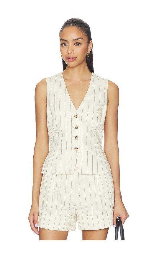 rag & bone paulette stripe vest in beige.