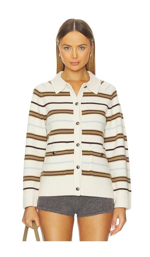 rag & bone peggy striped oversized cardigan in white.