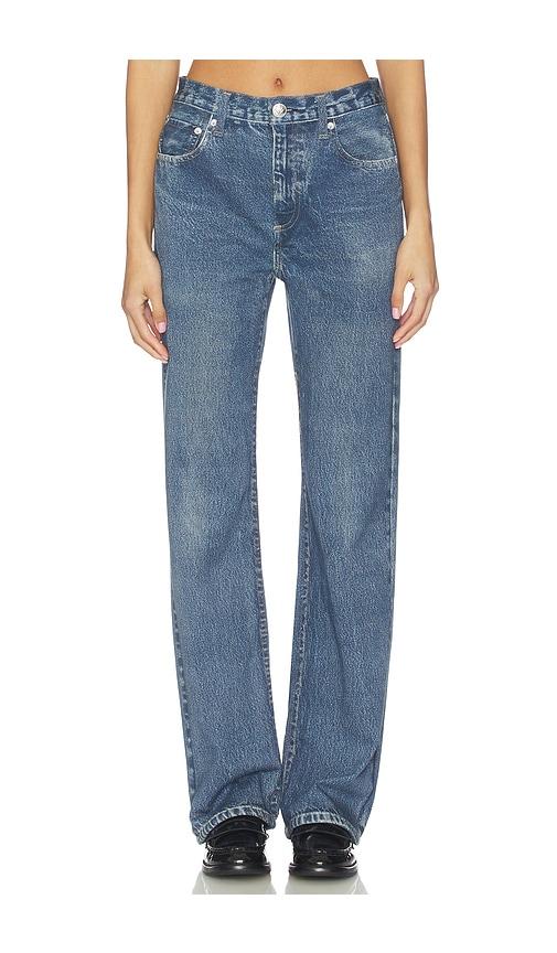 rag & bone rb miramar fleece shea full length jeans in blue.
