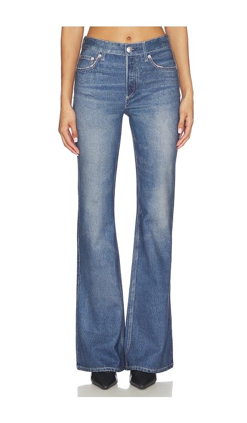 rag & bone rb miramar ponte dahlia mid rise flare jeans in blue.