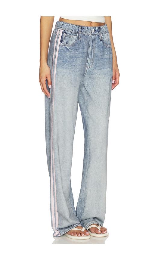 rag & bone rb miramar terry track pants in blue.