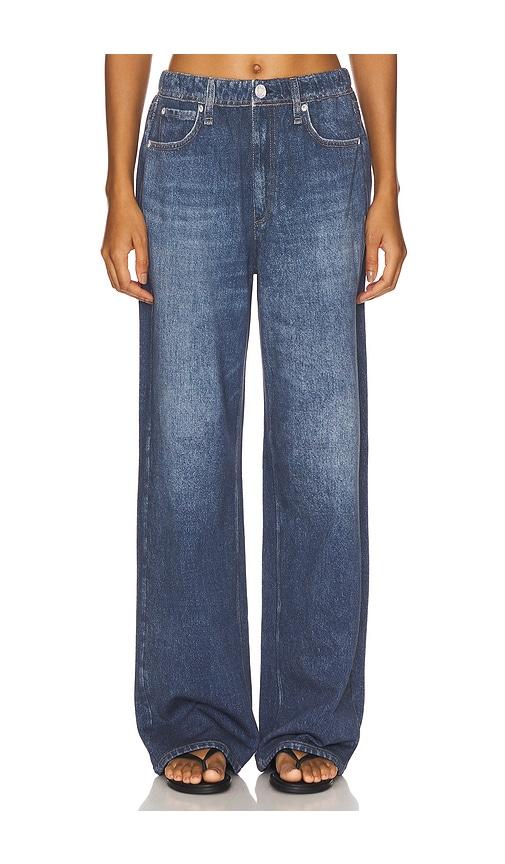 rag & bone rb miramar terry wide leg jeans in blue.