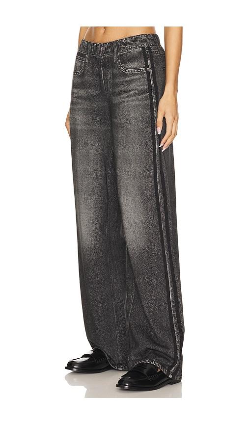 rag & bone rb miramar wide leg track jeans in charcoal,black.