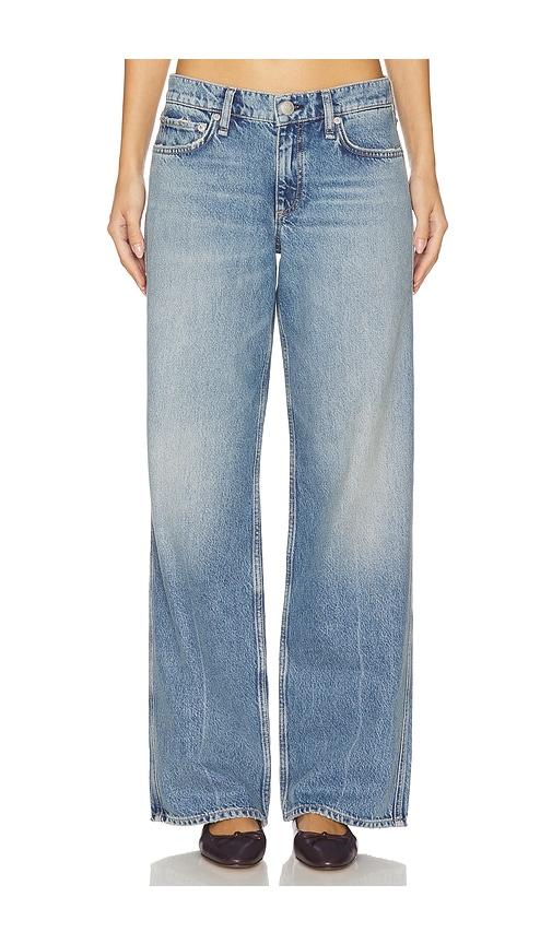 rag & bone saige low rise full straight jeans in blue.