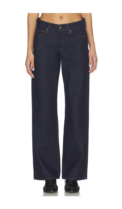 rag & bone saige low rise full straight jeans in twilight rinse in navy.