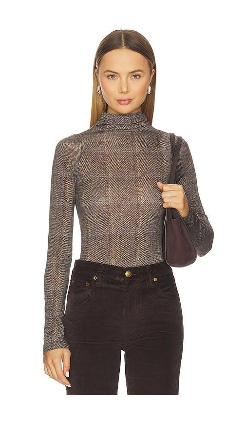 rag & bone shaw paneled turtleneck tee in brown.