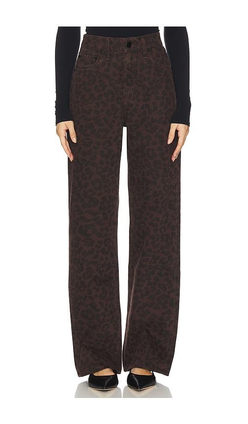 rag & bone shea leopard full relaxed straight jeans in brown.