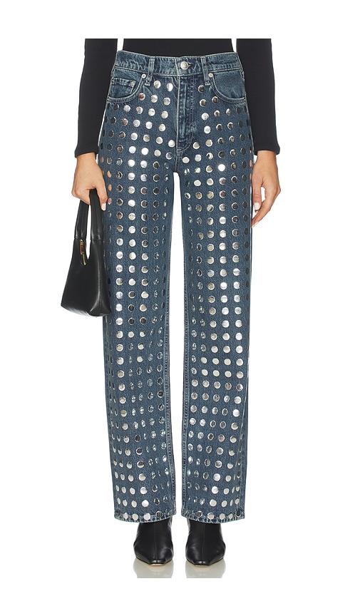 rag & bone shea relaxed straight jeans in blue.