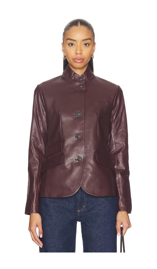 rag & bone slade leather blazer in burgundy.