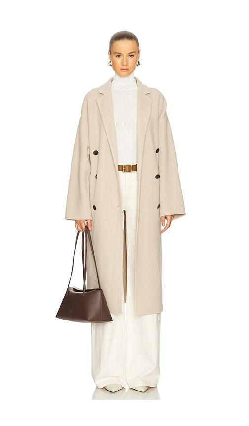 rag & bone thea italian splittable coat in beige.