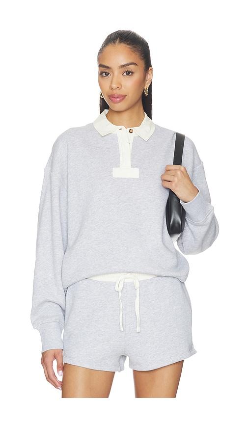 rag & bone vintage terry oversized polo sweatshirt in in light grey.