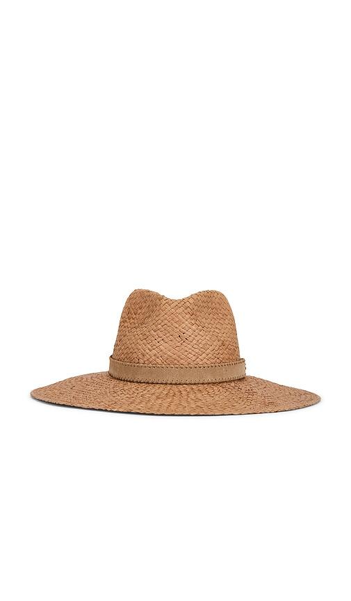rag & bone western straw fedora hat in beige.
