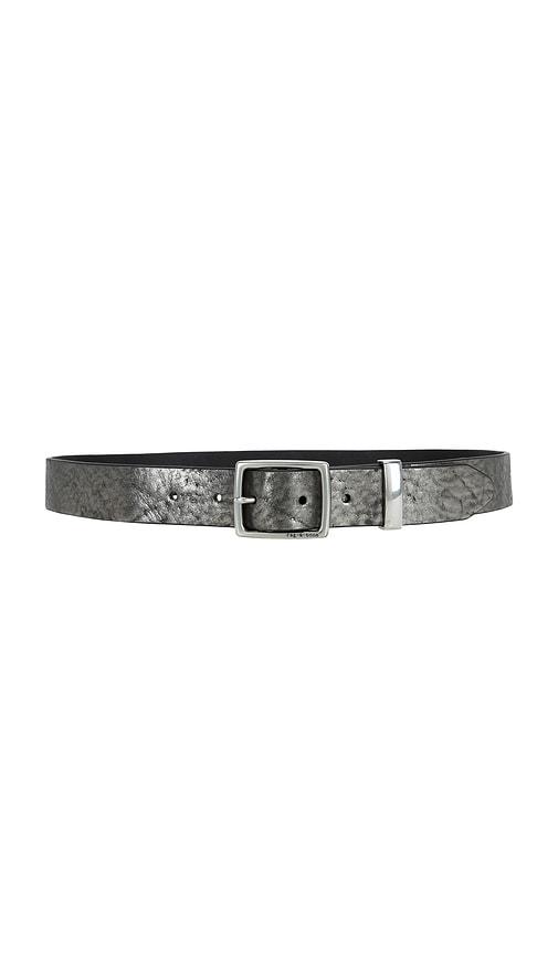 rag & bone x boyfriend belt in metallic silver.