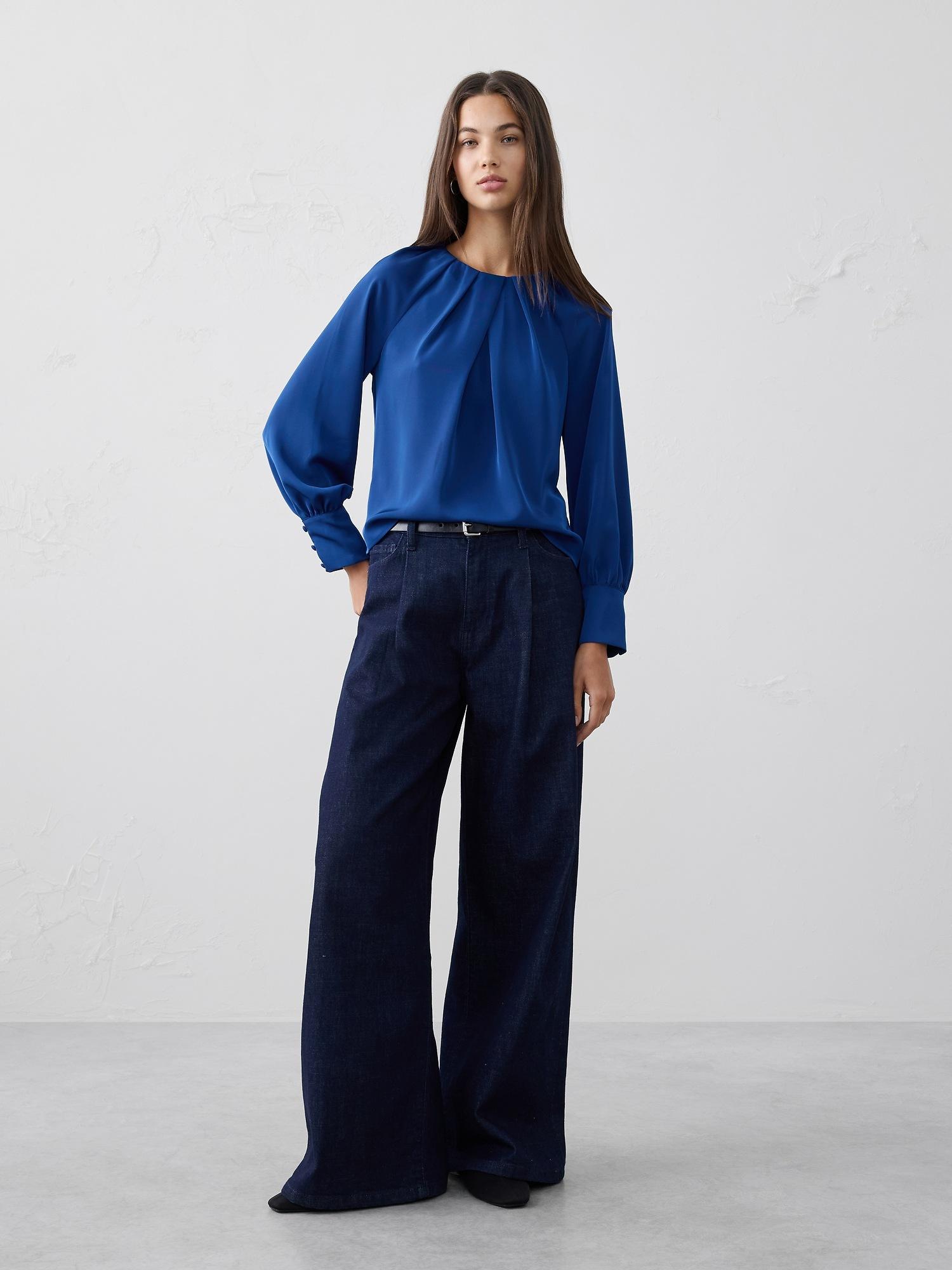 raglan pleated blouse