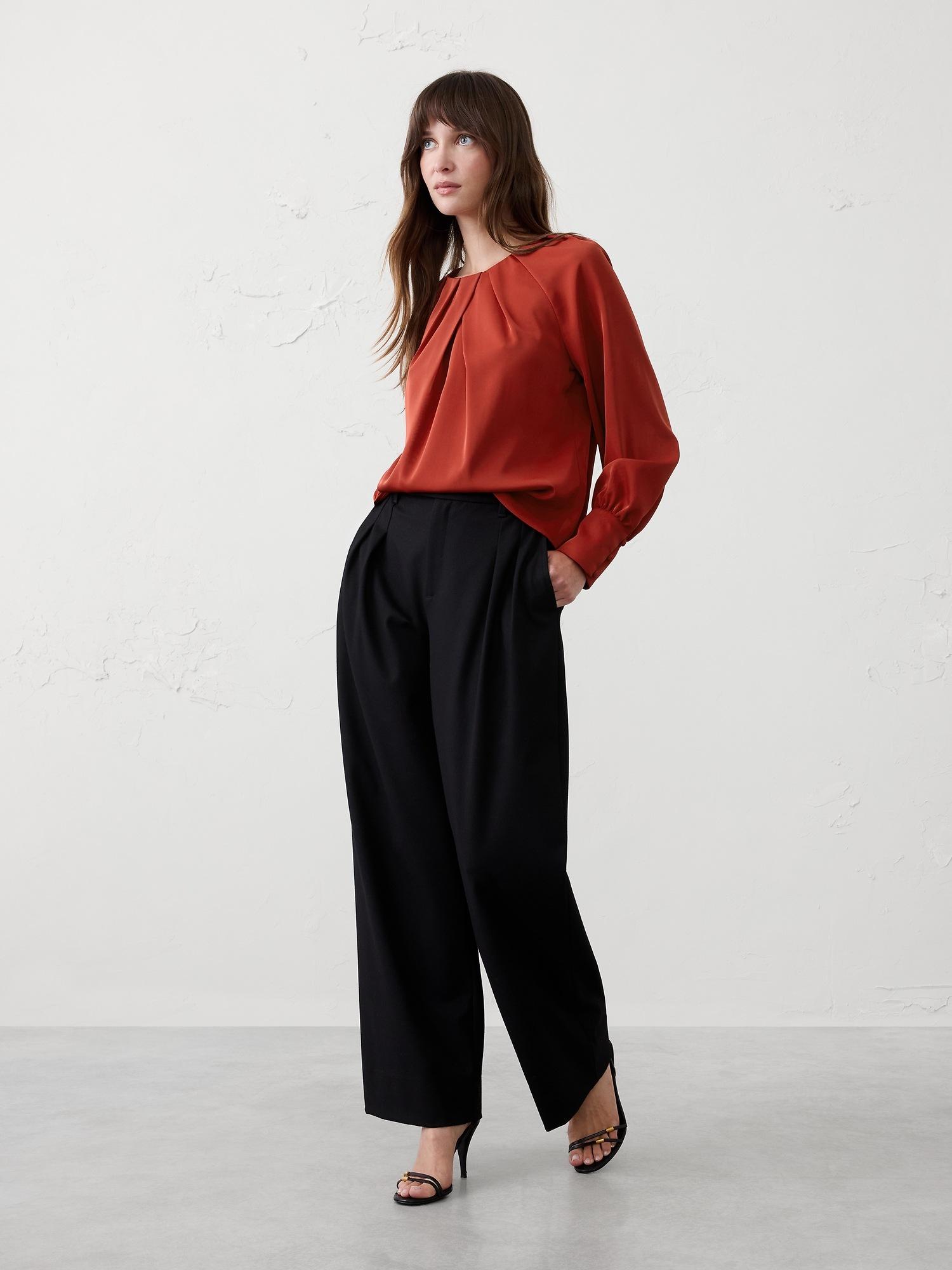 raglan pleated blouse