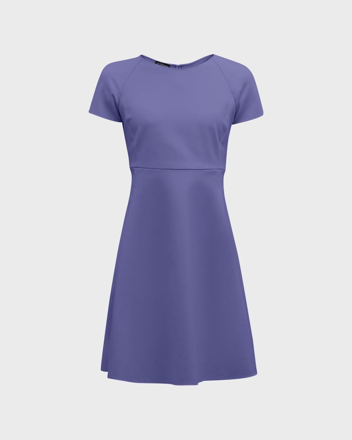 raglan-sleeve fit-&-flare mini dress