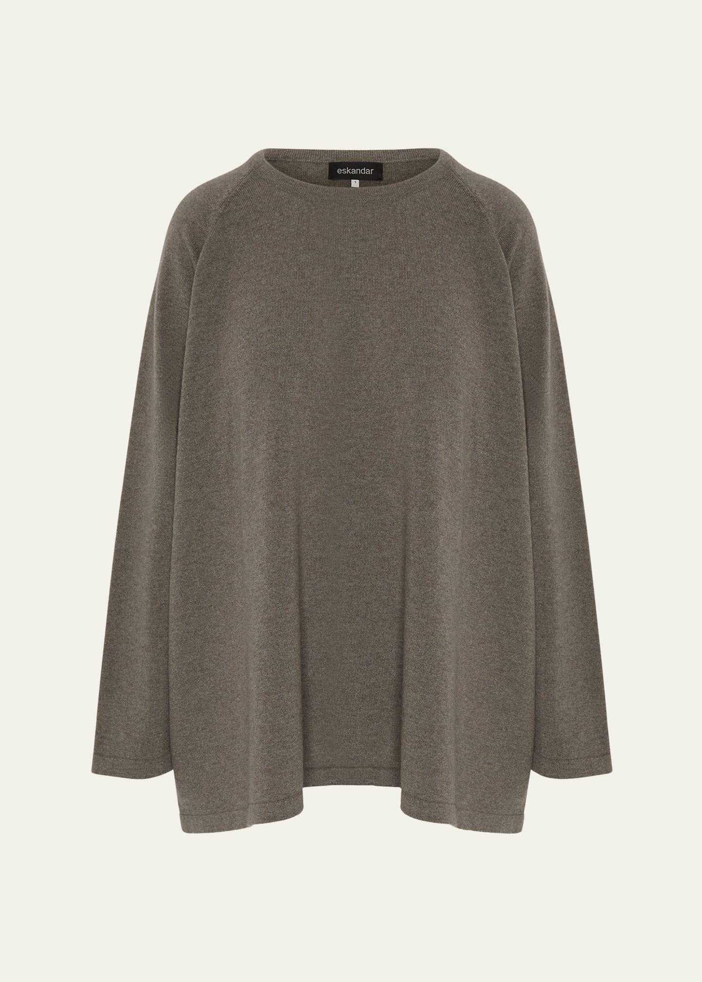raglan-sleeve round neck sweater (long length)