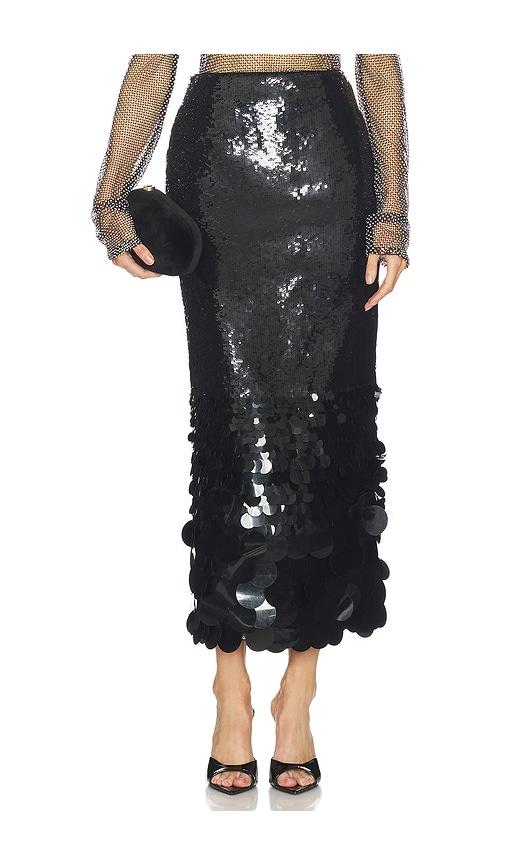 rahul mishra gradient sequin skirt in black.