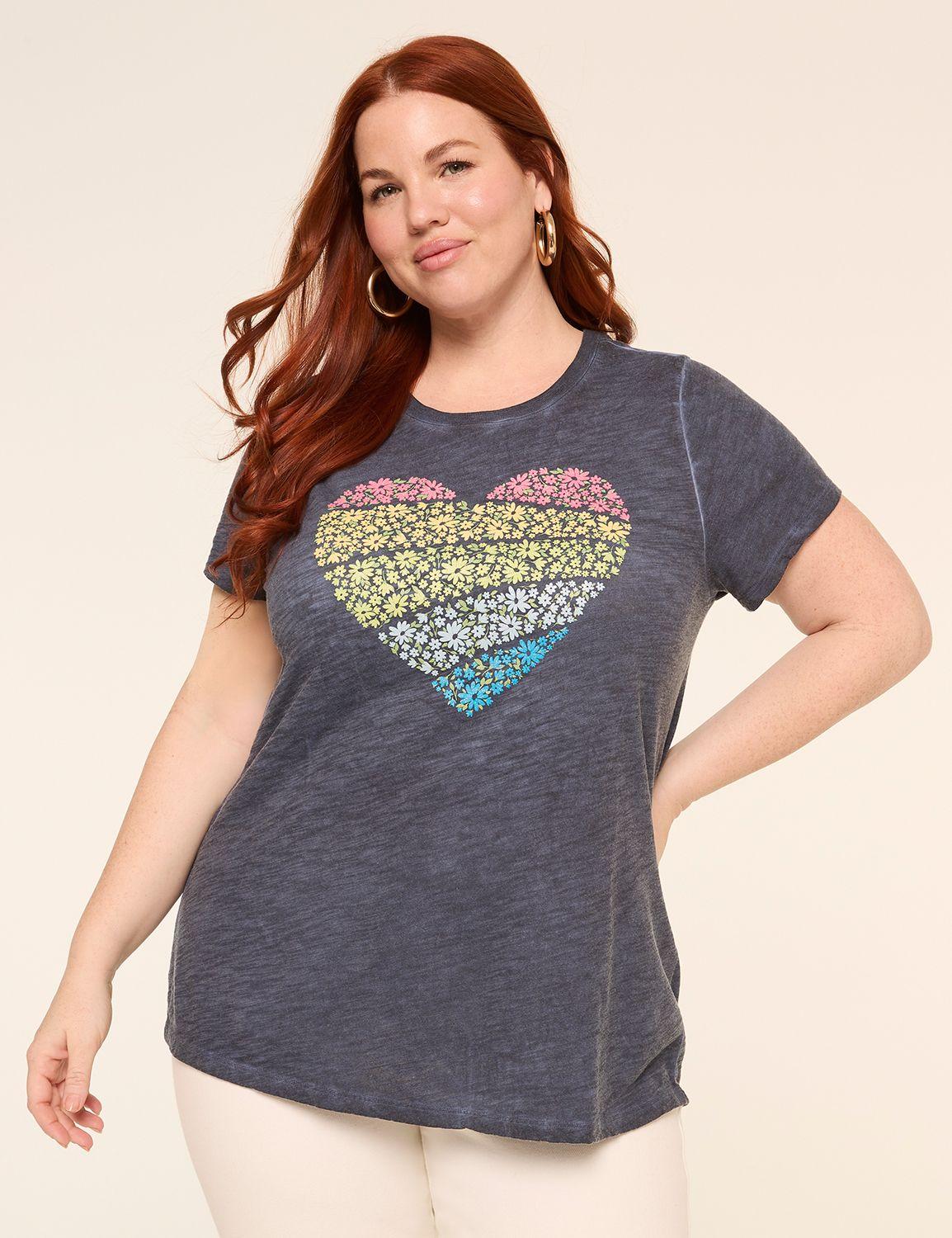 rainbow flower heart graphic tee