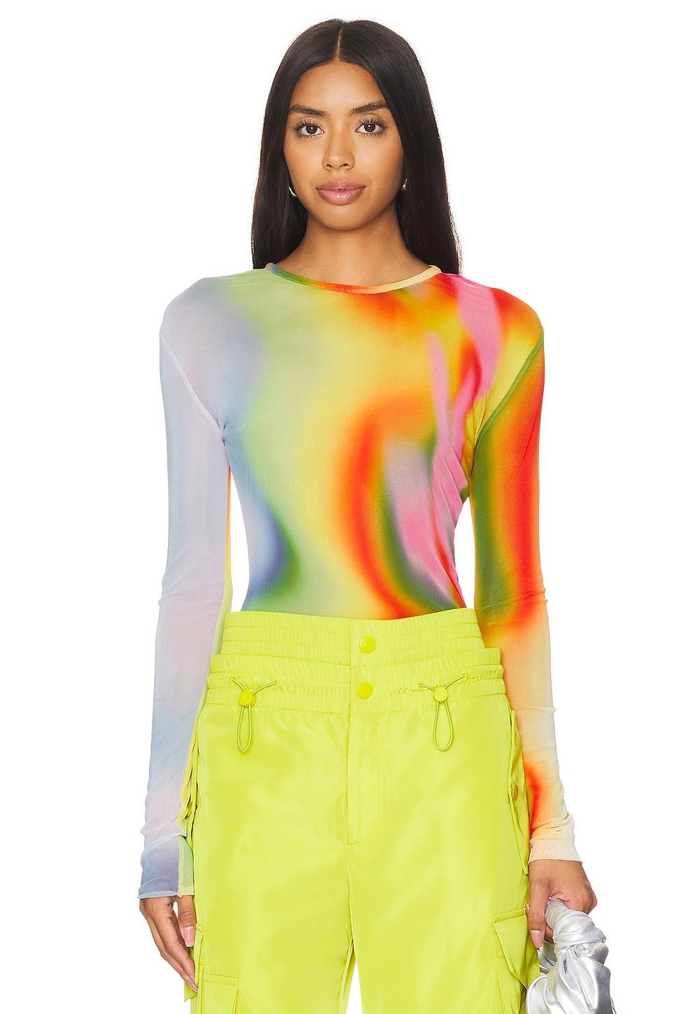 rainbow heatwave mesh top