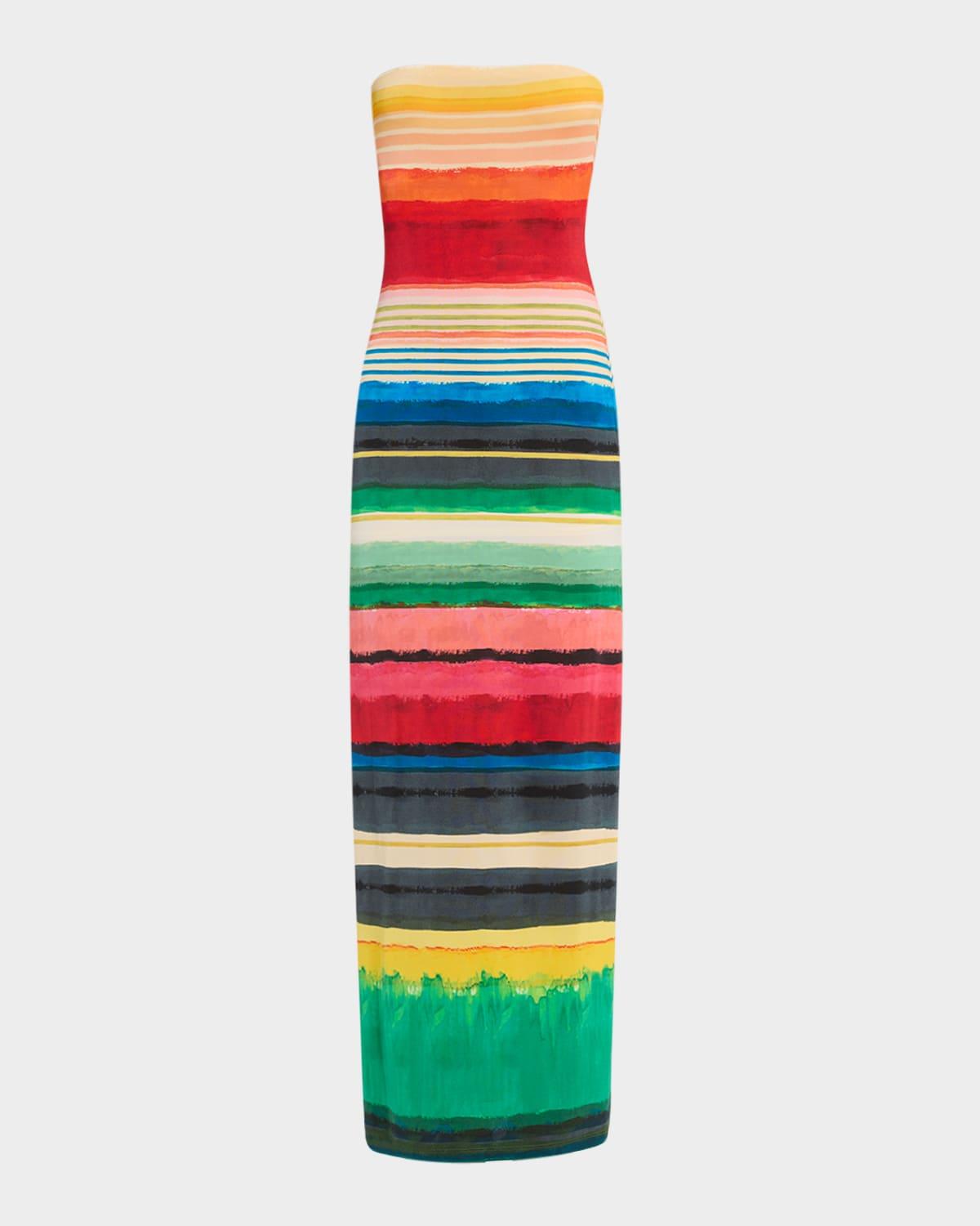 rainbow reef delora strapless midi dress