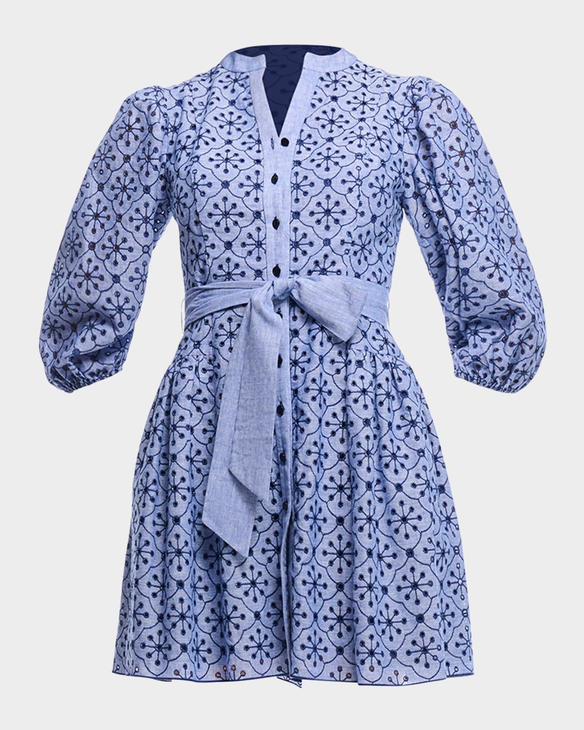 rainey mini embroidered eyelet belted dress