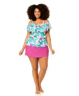 raisins curve plus size tortuga tankini skirt