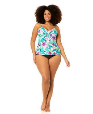 raisins curve plus size underwire aries floral print swim tankini top bottoms