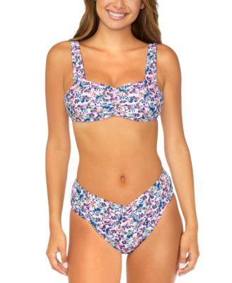raisins juniors printed bikini top v waist bottoms