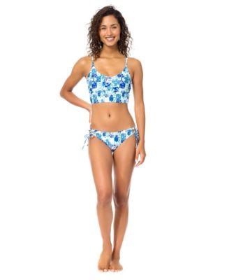 raisins womens aruba printed scoop neck tank top sweet side tie swim bottoms