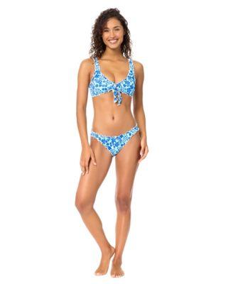 raisins womens eli printed swim bikini top lettuce trim waistband swim bottoms