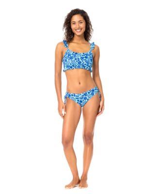 raisins womens lily scoop neck printed swim bikini top luna side tie swim bottoms